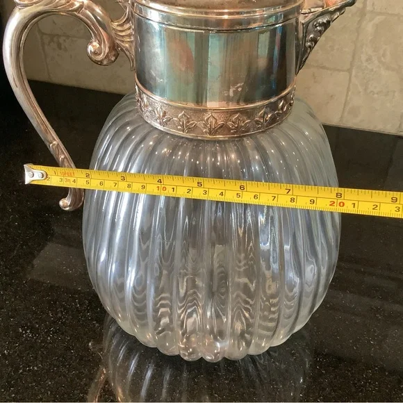 VINTAGE GLASS WATER PITCHER MADE IN ITALY ( No Other Markings)